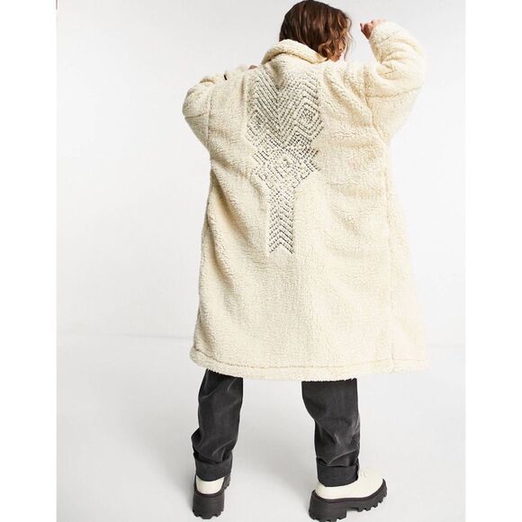 Free People x We The Free Avery Embroidered Teddy Fleece Plush Coat - Picture 4 of 7